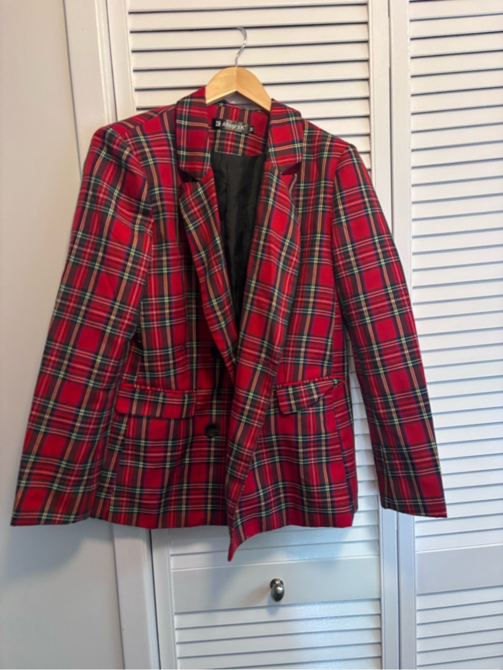 A. Byer Red Tartan Plaid Blazer